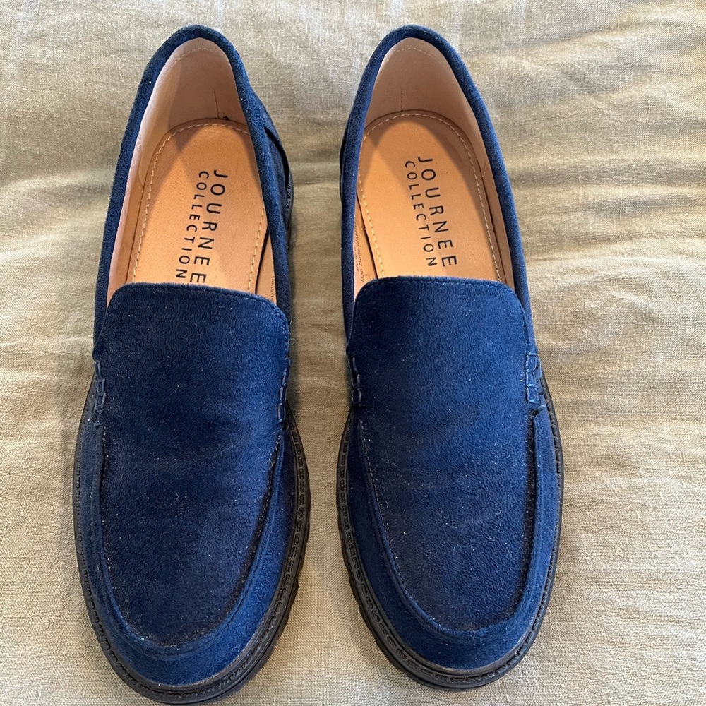 Journee Collection Blue Suede Loafers